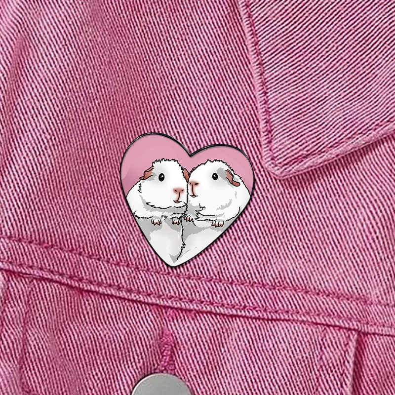 Guinea pig Love pin Funny Brooches Shirt Lapel Cute Badge Cartoon Jewelry Gift for Lover Girl Friends