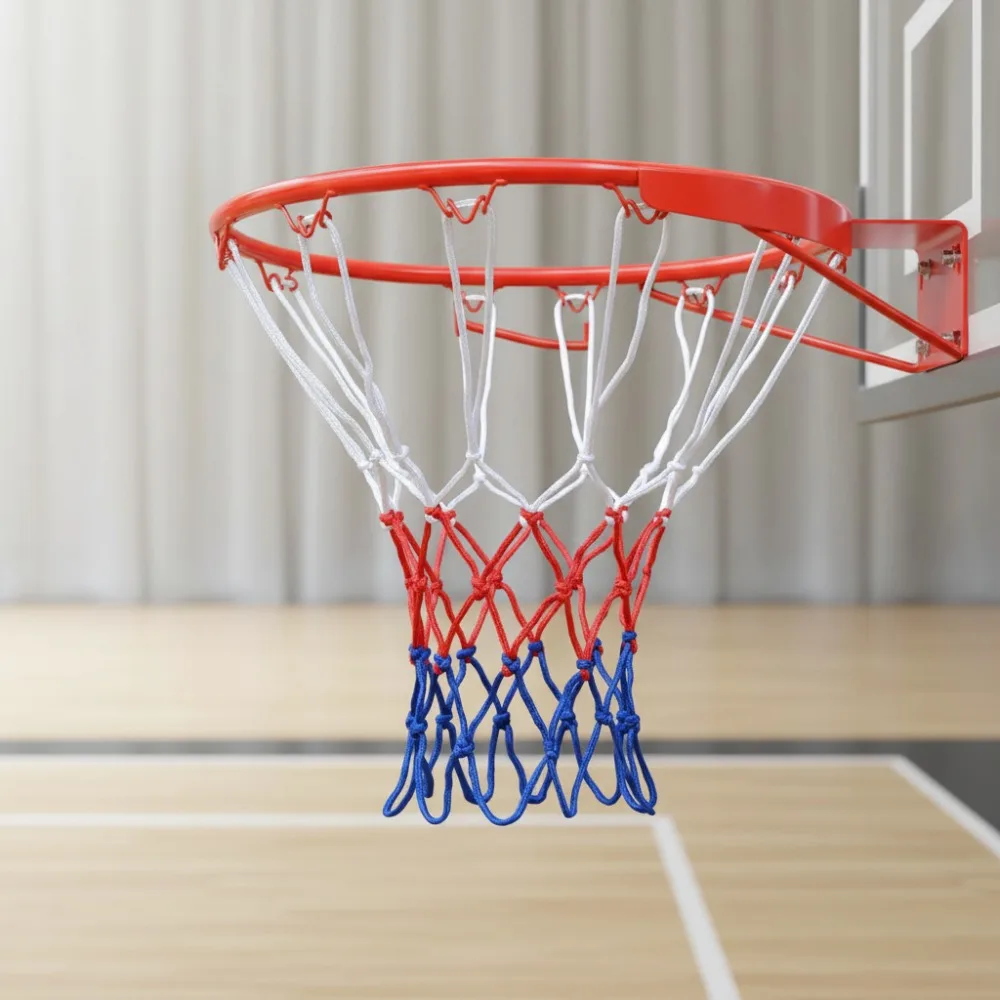 

18-дюймовый сменный баскетбольный обод для ворот с прочной стальной рамой и нейлоновой сеткой для игр в помещении и на открытом воздухе