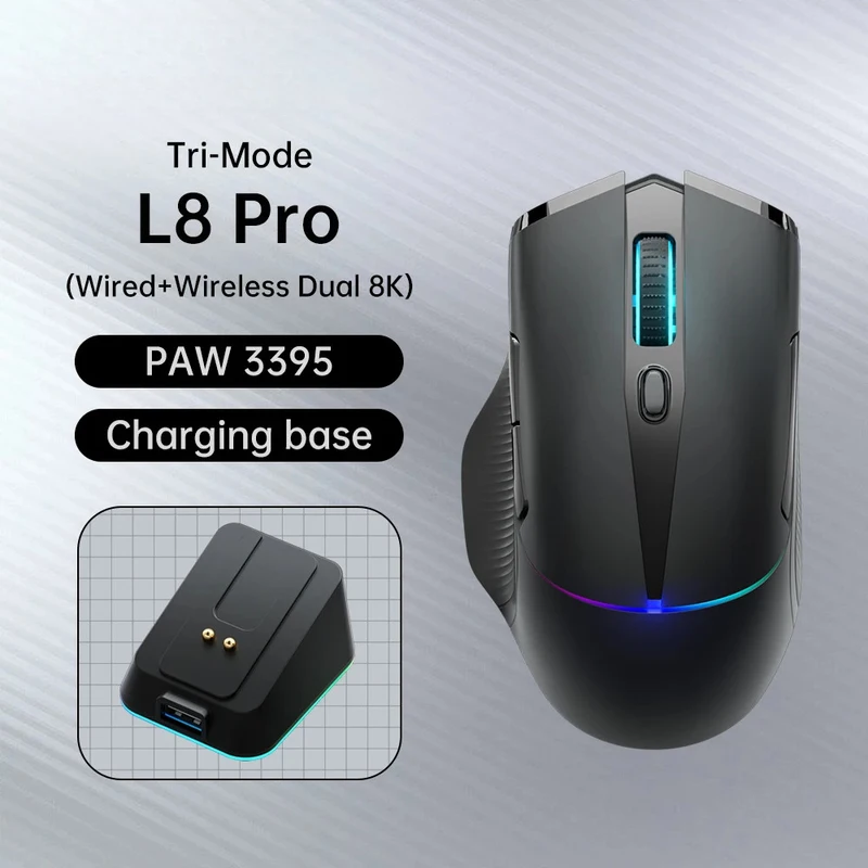 A+for Machenike L8 Pro Wireless Gaming Mouse 26000 DPI 8K Polling Rate RGB Dock