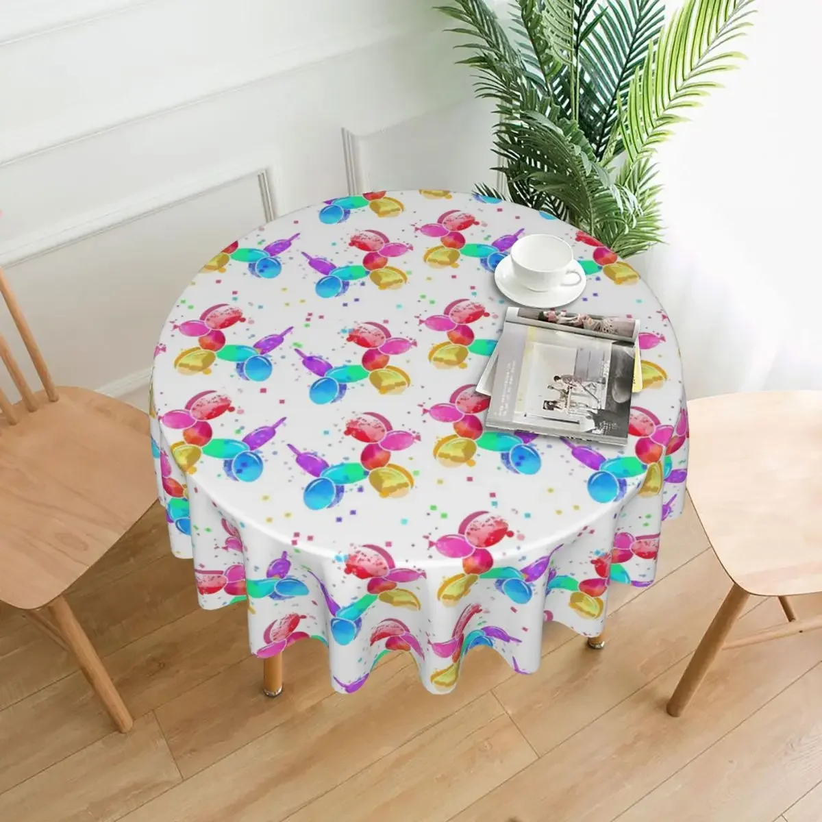 Watercolor Balloon Dog Tablecloth Animal Round Table Cloth For Home Picnic Events Party Table Cover Wholesale Table Decoration