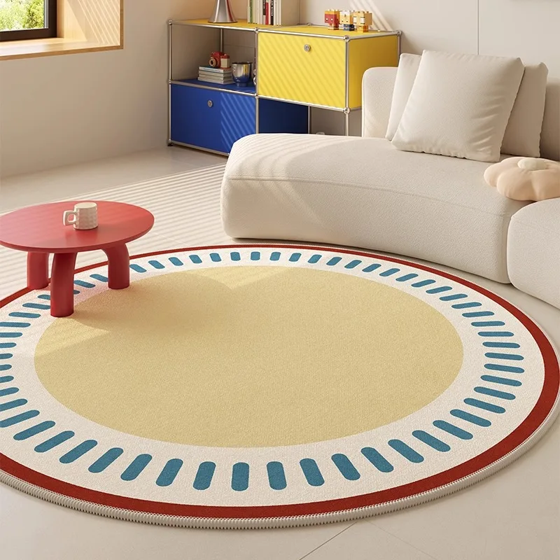 Round Living Room Rug Carpet Creative Geometric Pattern Bedroom Rug Large-area Modern Minimalism Home Decor Coffee Table Mat 러그