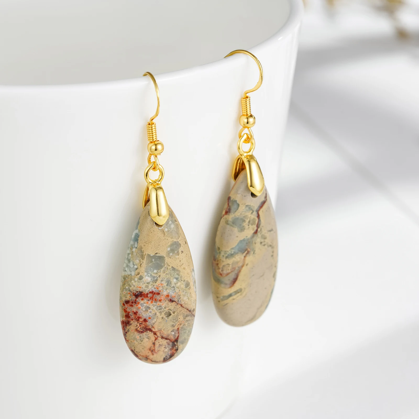 Unique Agalmatolite Stone Dangle Earrings for Women Charm Drop Earring Jewelry for Birthday Party Gift