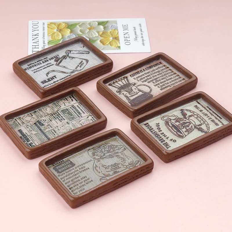 5/5pcs Simulated Coffee Tray Resin Accessories Dollhouse Scrapbook Decor Supplies DIY Flatback Coffee Shop Prop Hand Art Craft