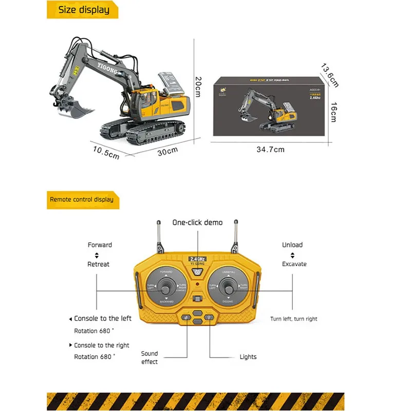 Modelo de carro rc brinquedo 2.4g escavadeira de controle remoto caminhão basculante liga profissional simulação de plástico veículo de construção para crianças
