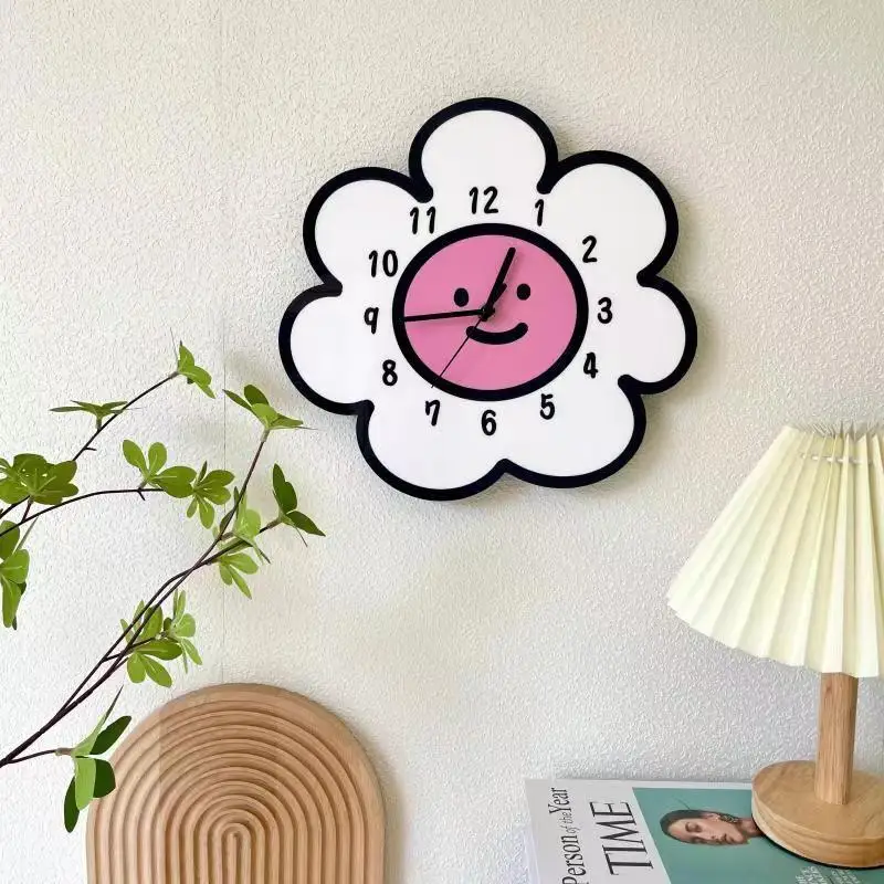 

30cm Creative Flower Cartoon Silent Decorative Wall Clock for Living Room and Bedroom - Simple Clock for Home