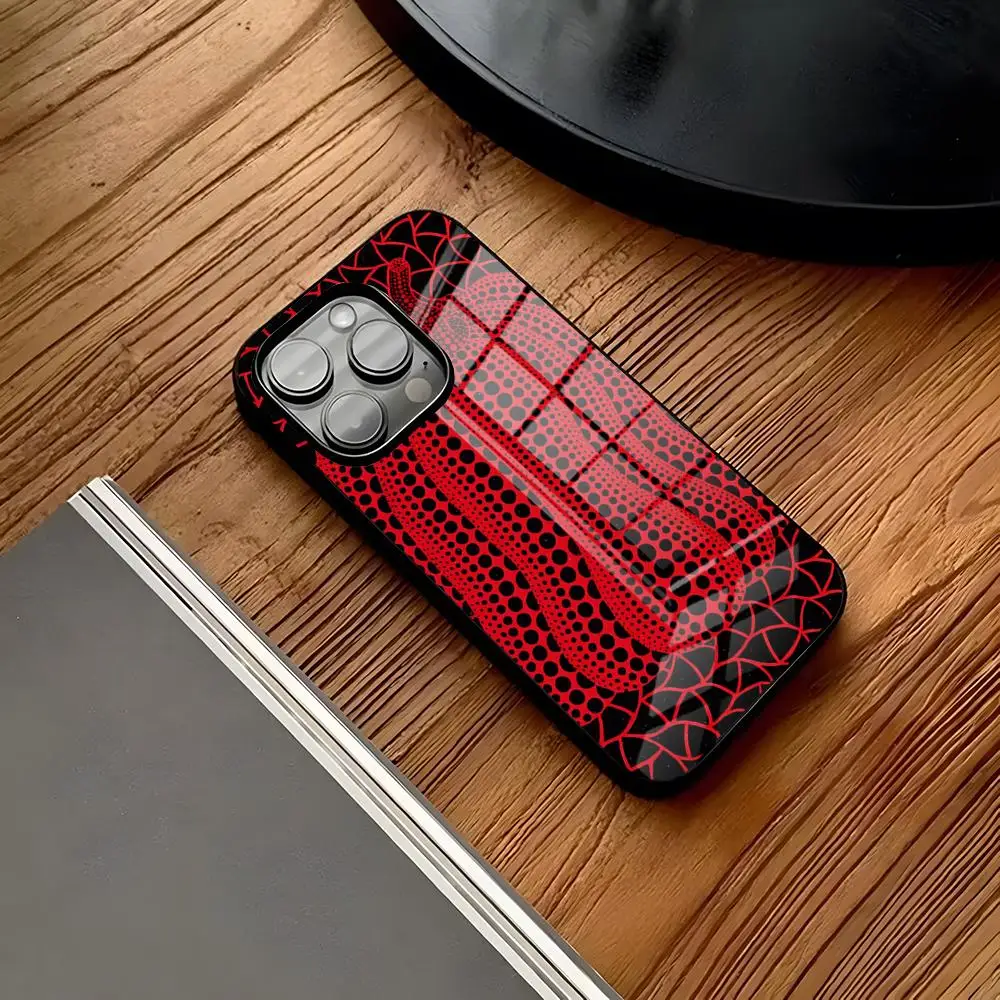 Чехол для телефона Art YAYOI KUSAMA для IPhone 16, 15, 14 Pro, 11, 13, 12, Mini 6, 8, 7 Plus, стекло, роскошный дизайн, бухта