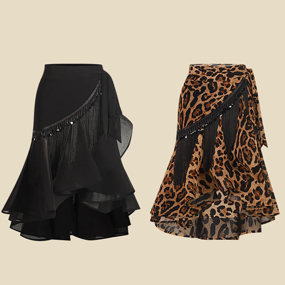 

Юбка для латинских танцев для девочек, детская юбка с запахом, расклешенный силуэт со встроенными шортами, юбки, танцевальная одежда для ча-ча