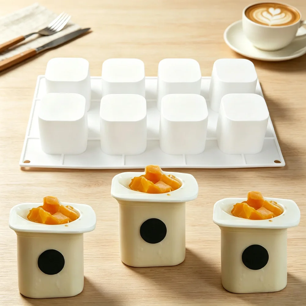 3D Cube Shape Silicone Candle Molds For Chocolate Cheese Yogurt Jelly Pudding Making Mold Mousse Cake Decorative Baking Tools view 5