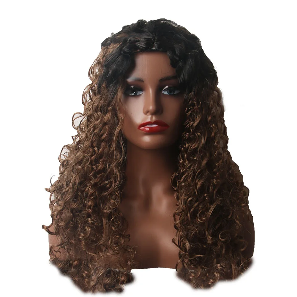 

Winding fluffy exploding small curly mid-parted wigs full hood large wavy long curls high temperature silk chemical fiber