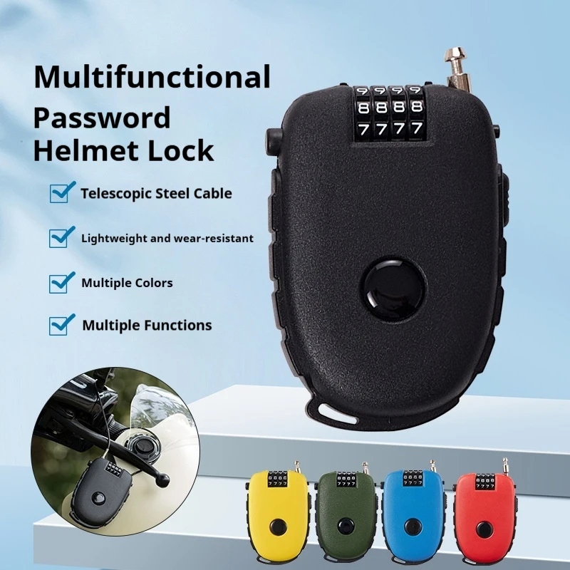 Portable Steel Wire Lock With Cow Stretchable Steel Wire Helmet Lock Baby Stroller Lock Portable Steel Wire Lock