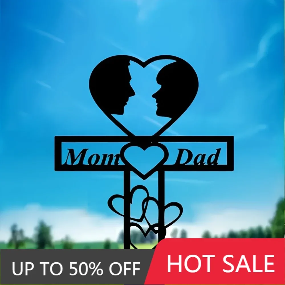 

Iron Art Decorative Painting Exquisitely Handmade Love Heart Memorial Garden Stake of Premium Metal for Honoring Parents Ideal V