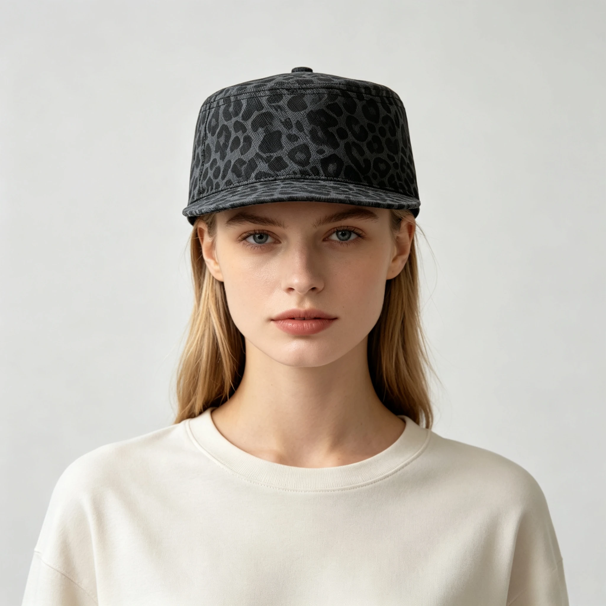 Vintage-Kappe mit Leopardenmuster, flache Oberseite, süße, coole Arbeitsmütze mit kurzem Rand, personalisierte Newsboy-Mütze für Damen, tägliches Outfit – Detail 2