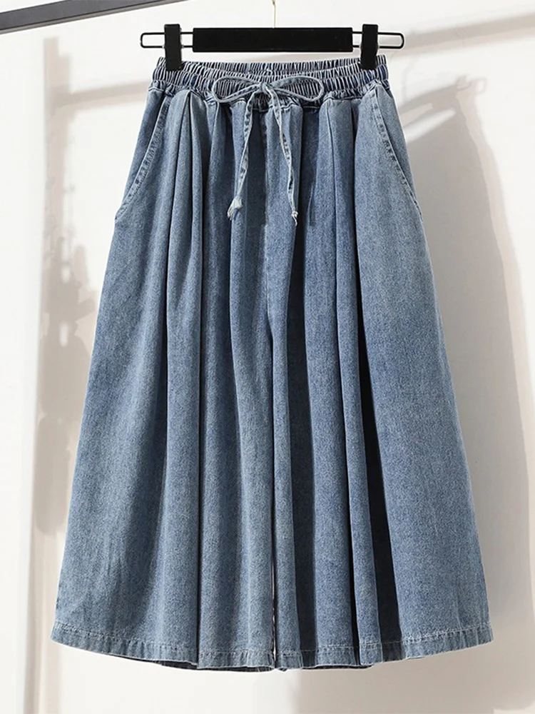 

Широкие джинсы с высокой талией, повседневные свободные женские брюки на семь футов, темно-синий цвет с водной талией Proc, осенний сезон Faion