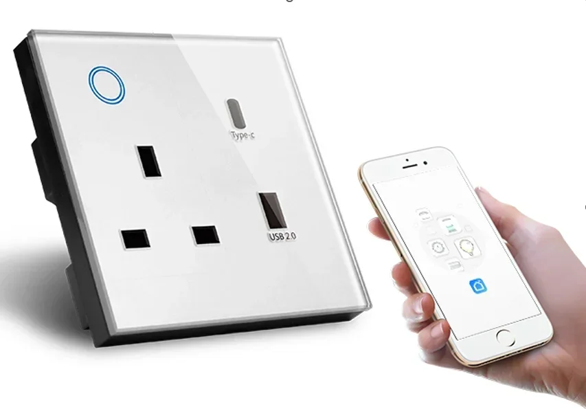 Shawader WIFI Smart Tuya USB tipo C PD 20W presa a muro presa UK presa di corrente interruttore tattile telecomando Wireless di Alexa Google Home