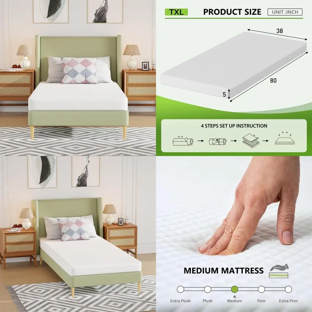 

Матрас из гелевой пены с эффектом памяти средней жесткости Twin XL — кровать для снятия давления в коробке, сертифицированный CEPUR-US матрас