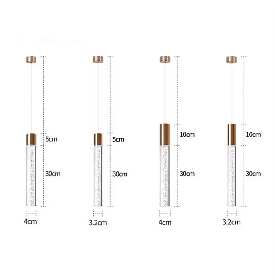 Lámpara colgante de tubo largo acrílico, luz colgante para tienda, Bar, cafetería, comedor, dormitorio, cocina, escalera, 1 unidad