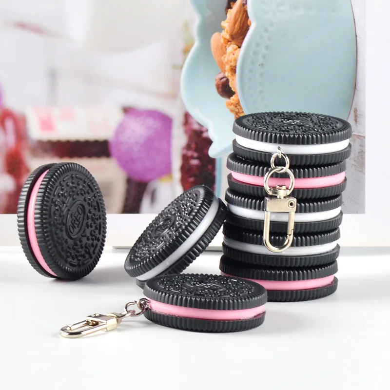 Oreo Cookie Keychain para Amigos, Modelo Alimentar Criativo, Pingente de bolsa de carro, Boutique Gift, Jóias Divertidas, Moda Bonita