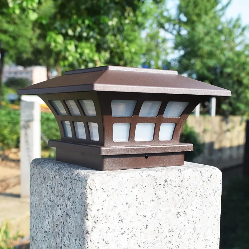 

IP65 New Solar Plastic Coffee Column Lamp Outdoor Waterproof Decorative Wall Lamp Courtyard Column Multi-scene Wall Lamp