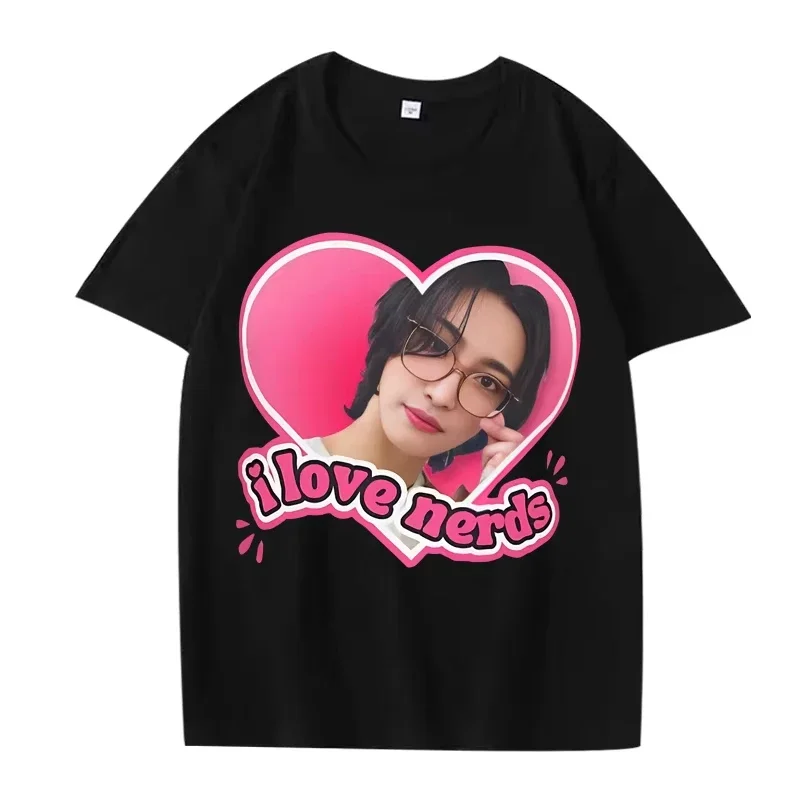 Kpop Ateez Seonghwa 'I Love Nerds' Oversized T-Shirt Cotton Short Sleeve Unisex Summer Top plus Size Available for Men And kids