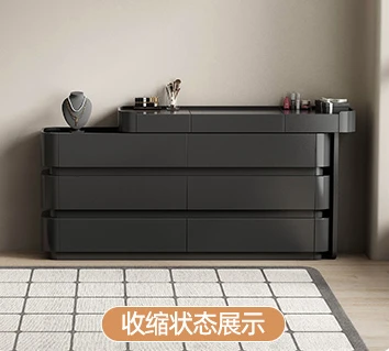 Small Apartment Bedroom L-Shaped Semi-Enclosed Desk Dresser Corner Chest of Drawers French Bedside Cabinet Light Integrated