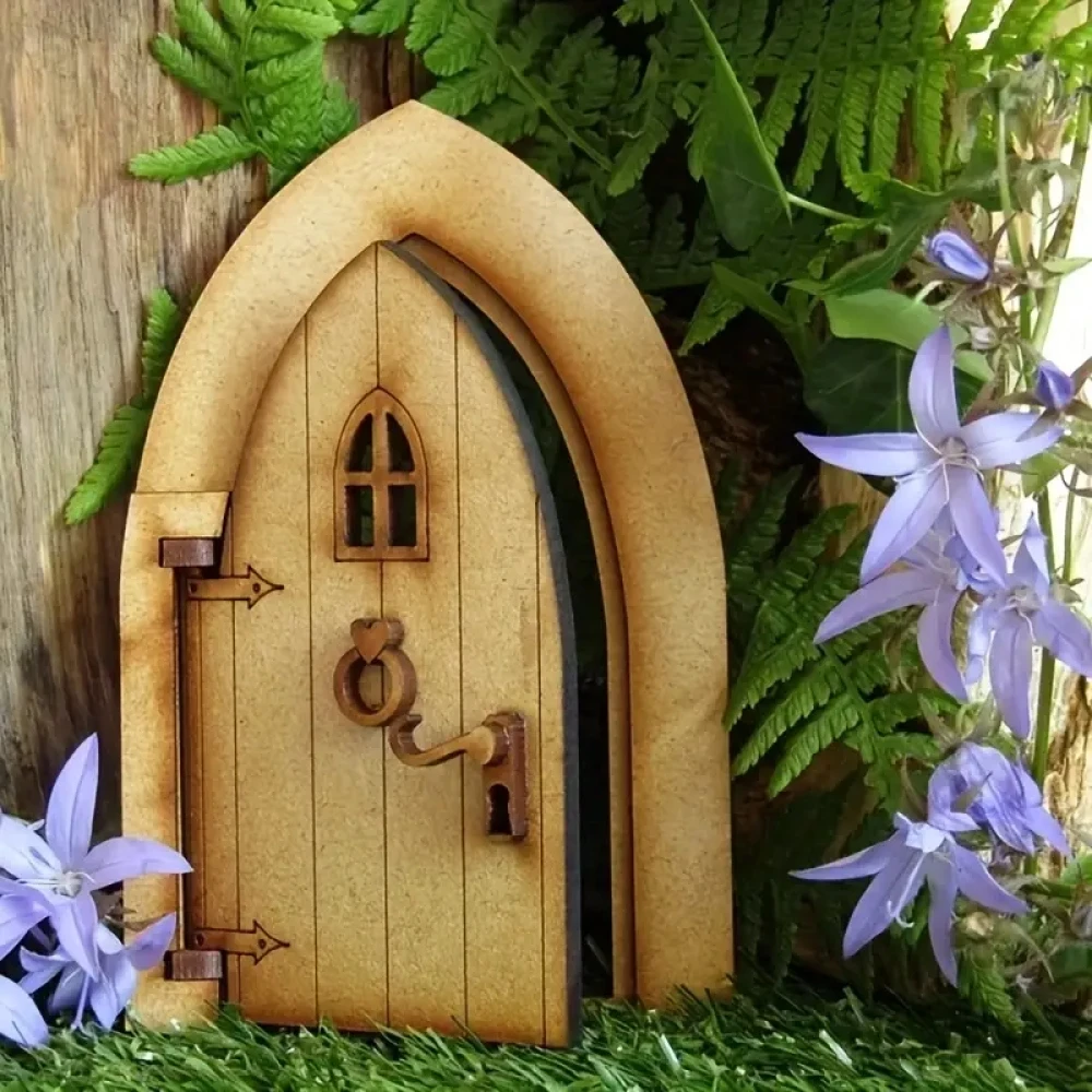 1pc fai da te in legno fata elfo porta Craft Kit decorazione porta di natale Vintage in miniatura fata giardino Decor accessori casa delle bambole