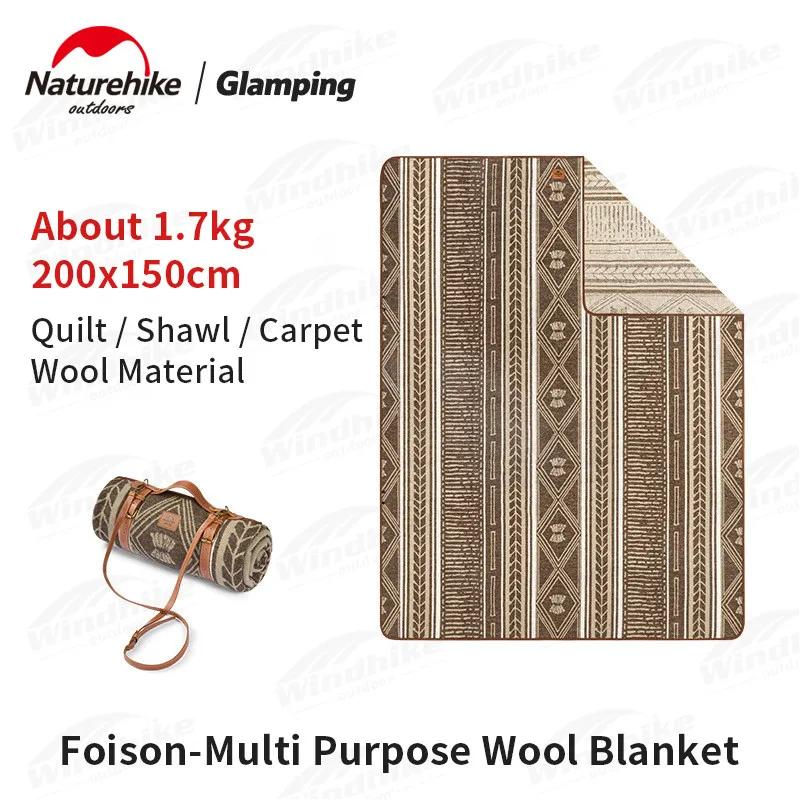 

Naturehike Windproof Wool Shawl 1.7Kg 3 Seasons Outdoor Travel Wool Carpet Keep Warm Quilt Mattress Blanket Ultralight 200x150cm