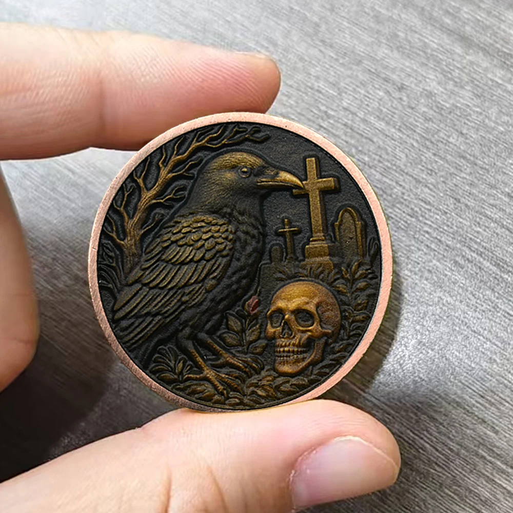 الموت الله، ميمينو موري سبائك الزنك الذهب الوردي التذكارية عملة الجمجمة جائزة معدنية عالية الجودة ثلاثية الأبعاد الإغاثة ميدالية نادرة