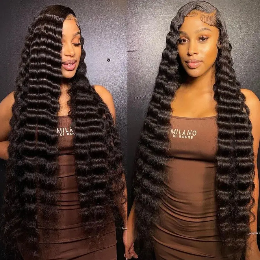 Rosabeauty 13x4 Deep Wave HD Lace Front Human Hair Wigs 250 Density 5X5 Preplucked Glueless Ready To Go Curly Wig 8 40 Inches