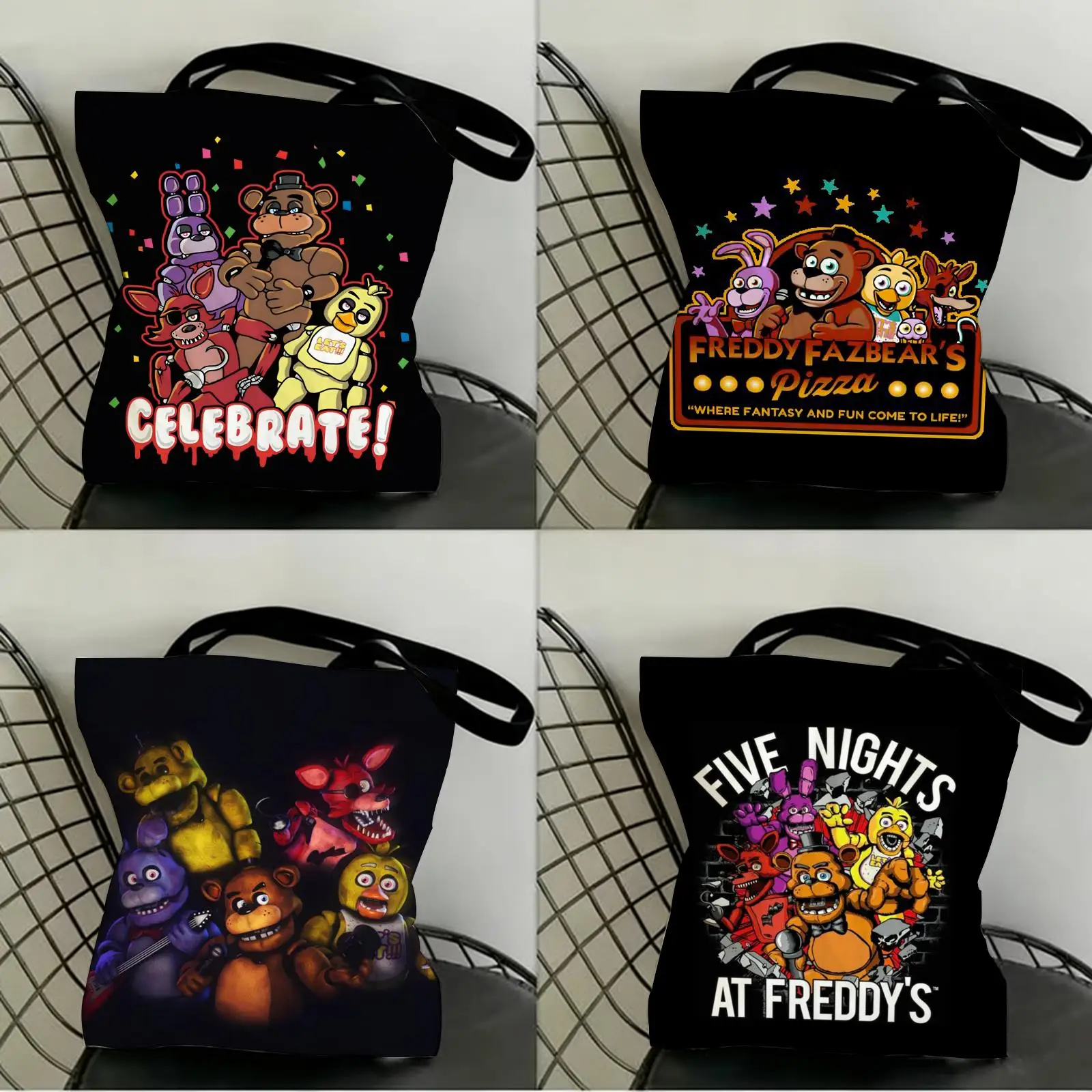 

Five N-Nights at F-Freddys Storage Bags Canvas Double-Sided Print Shopping Bag Large Capacity Aesthetic Reusable Tote Bag