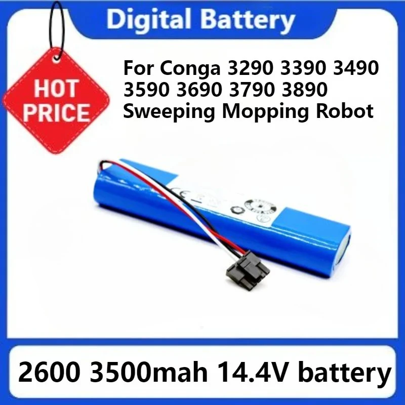 

for Conga 3290 3390 3490 3590 3690 3790 3890 Sweeping Mopping Robot Vacuum Cleaner Rechargeable Li Ion Battery 14.4v 2600mAh
