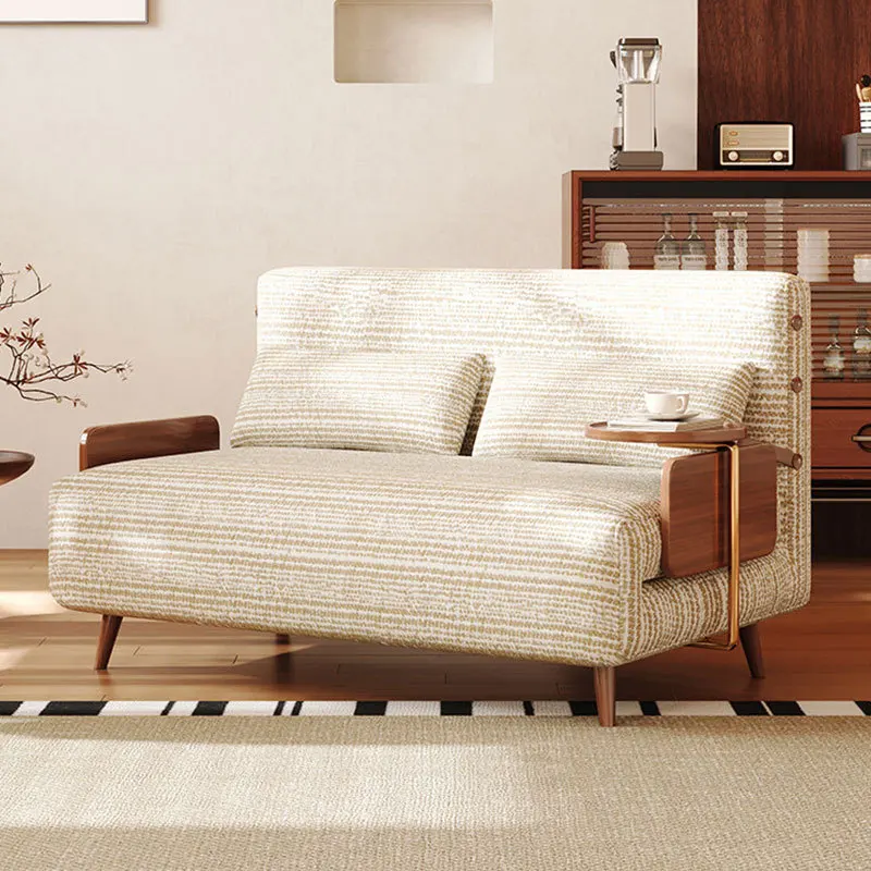 Light luxury retro Dorchenille five-speed backrest adjustment with rotating edge few living room function sofa bed integrated