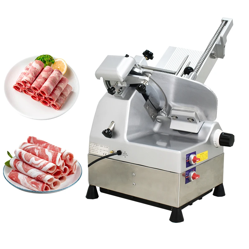 12-Inch Automatic Frozen Meat Slicer Dual Voltage Adjustable Thickness For Lamb Roll Beef Mutton Deli Restaurant Supermarket