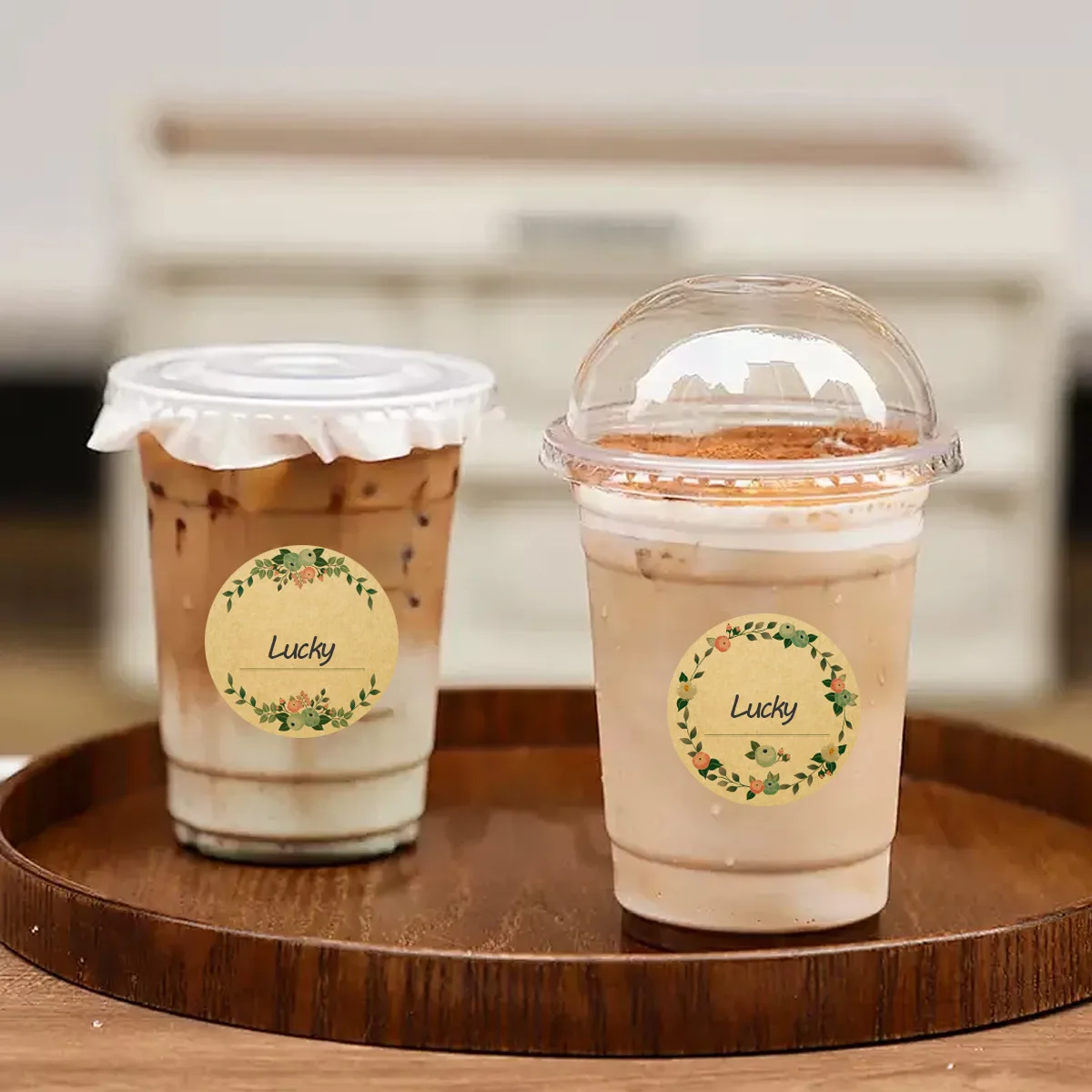 JCAC 500pcs/roll Blank Writable Floral Kraft Paper Stickers, for Baking & Gift Decoration, Self-Adhesive Labels view 5