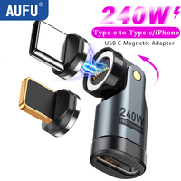 AUFU 2PCS 240W Magnetic USB C Adapter 9Pin USB Type C Fast Charge Cable USB C Female Converter for Samsung iPhone Ipad Macbook