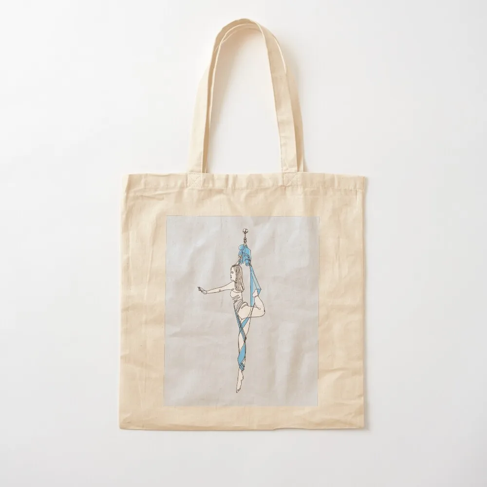 Aerial Yoga - Light Blue Tote Bag large tote shopper bags the woman