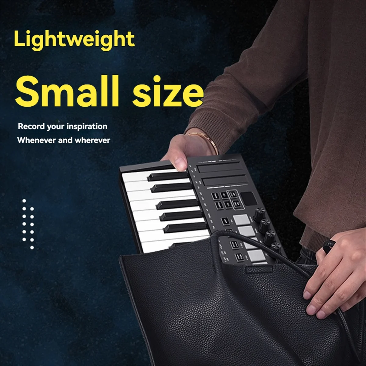 لوحة مفاتيح تحكم MIDI صغيرة محمولة مشهورة، USB، لوحة مفاتيح تسلسل، وسادات طبل بإضاءة خلفية، 8 مقابض، OLED، وحدة تحكم مكونة من 25 مفتاحًا