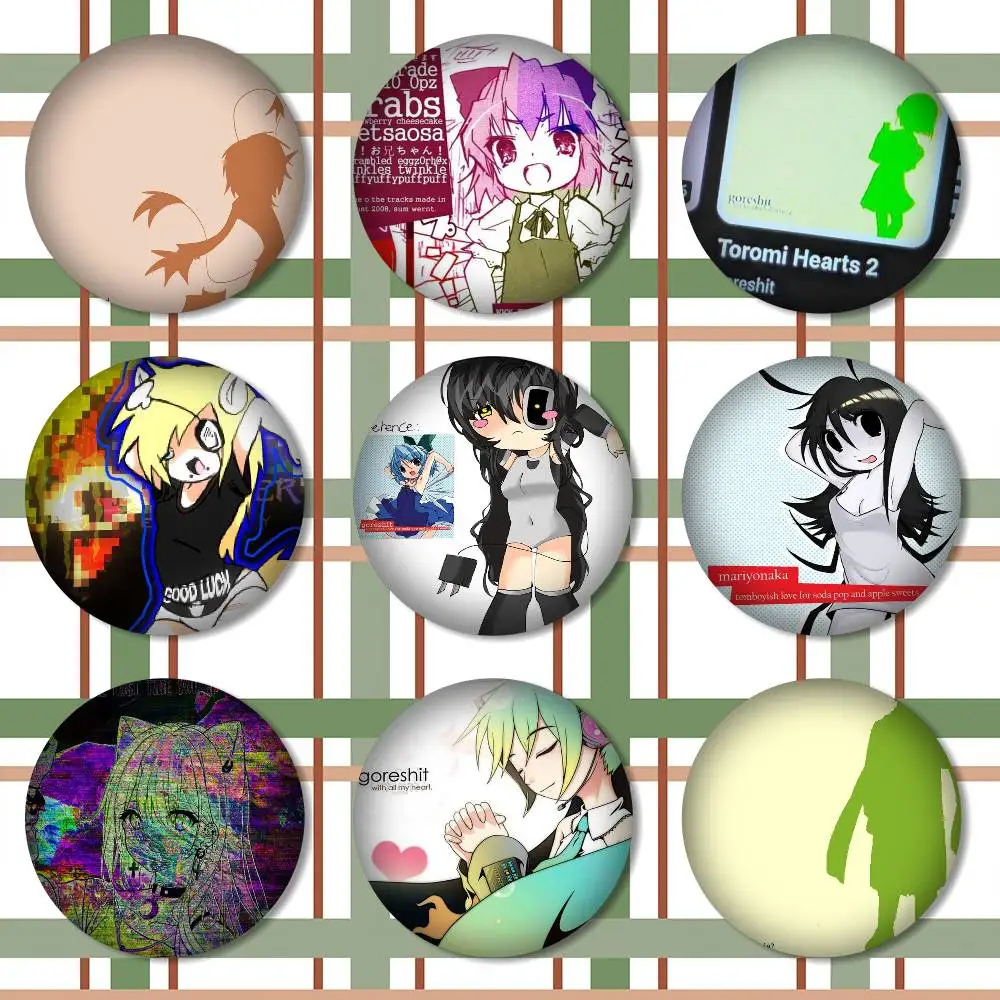 Goreshit Album Snap-in-Pins, Cartoon-Figur, rund, kreative Broschen für Rucksack-Accessoires, Schmuck, Geschenke