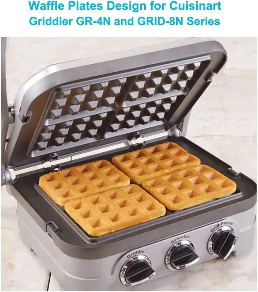 Waffle Plates Only for Cuisinart Griddler GR-4N, GR-5B, GR-6 and GRID-8N Series, Nonstick Coating Baking Waffle Plates by Gvode