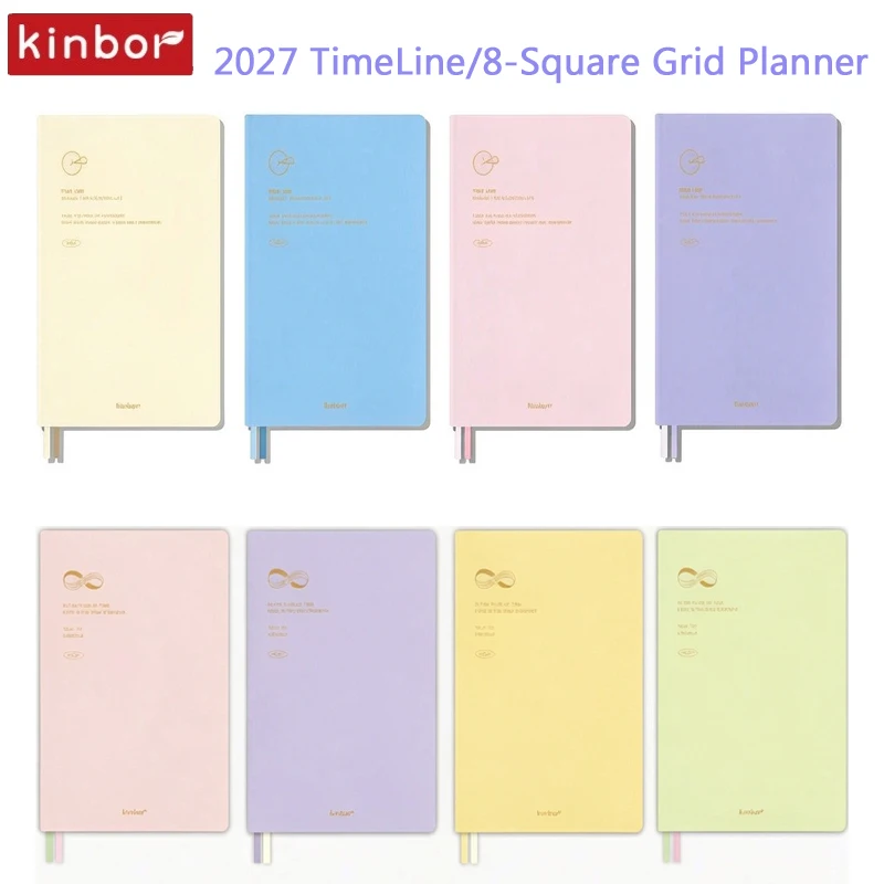 Kinbor 2027 A5 Agenda Planner,52g Bachuan Paper Timeline/8-Square Grid Daily Organizer Notebook,Habit Tracker For Professionals