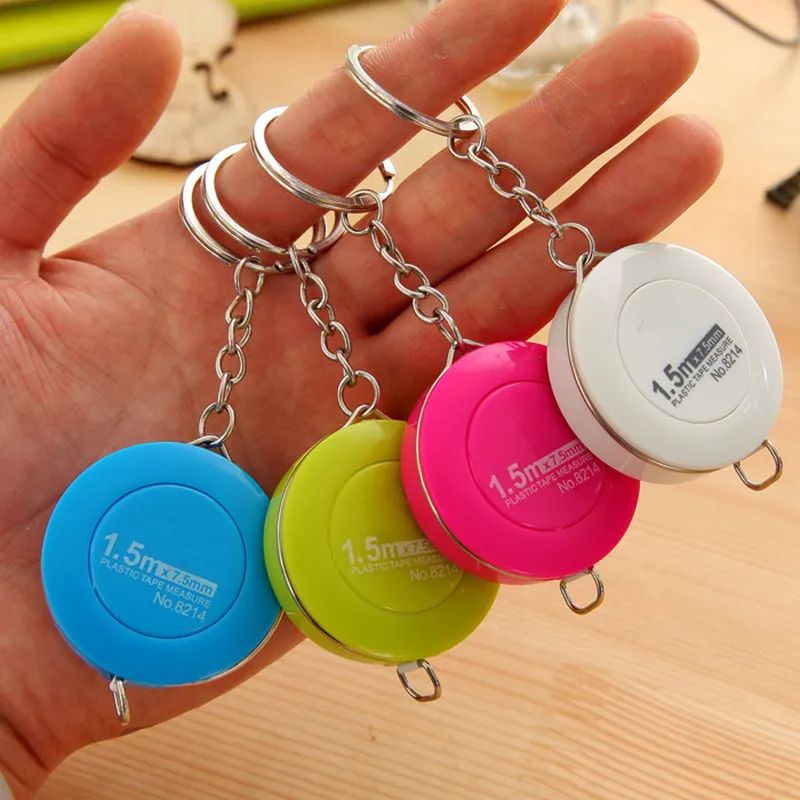 New 150cm Mini CM / Inch Tape Measure Retractable with Key Ring Cute Design Great for Travel Home Length Measuring Instrument