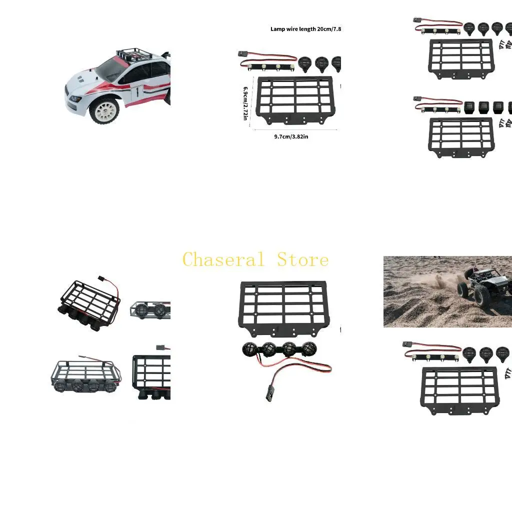 

E7CE Realistic 1/12 Scale Metal Roof Rack With Integrated LED Lights Accessories