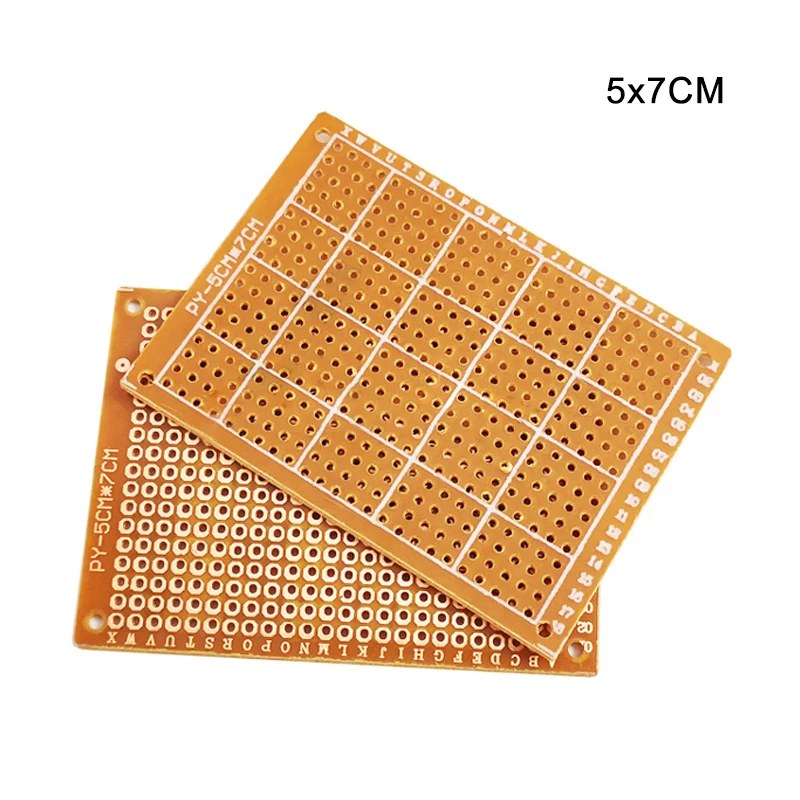 10PCS 5x7 7x9CM PCB Breadboard Protoboard Single-Sided Universal Printed Circuit Boards 1.6MM Thick DIY Set Yellow DIY Soldering