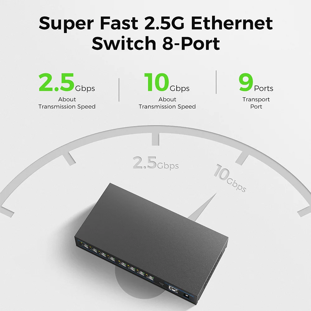 Terow 8 ports 2,5 gbe switch 2500mbps ethernet switch 10g sfp port 2,5 GBASE-T rj45 ports netzwerk switch für wifi router ip kamera