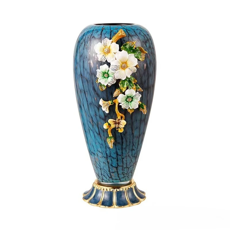 

Light luxury high end enamel colored glass vase ornament, living room, entrance, European style, home furnishing