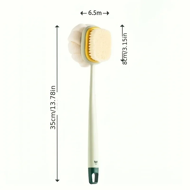 2 PCS/Set (1 Brush+1 Hook) Extended Loofah Net Back Brush Long Handle Shower Body Brush Random Color with Soft Mesh Sponge Brush