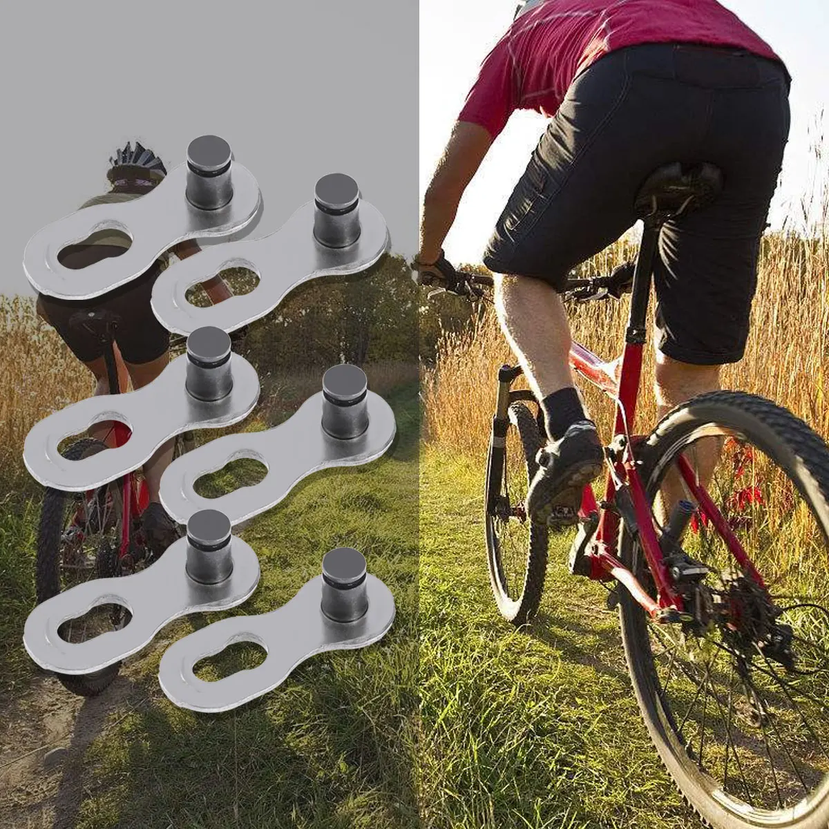 

3 Pairs Bicycle Chain Buckle Bike Replacement Connector 10 Link Repair Spare Parts