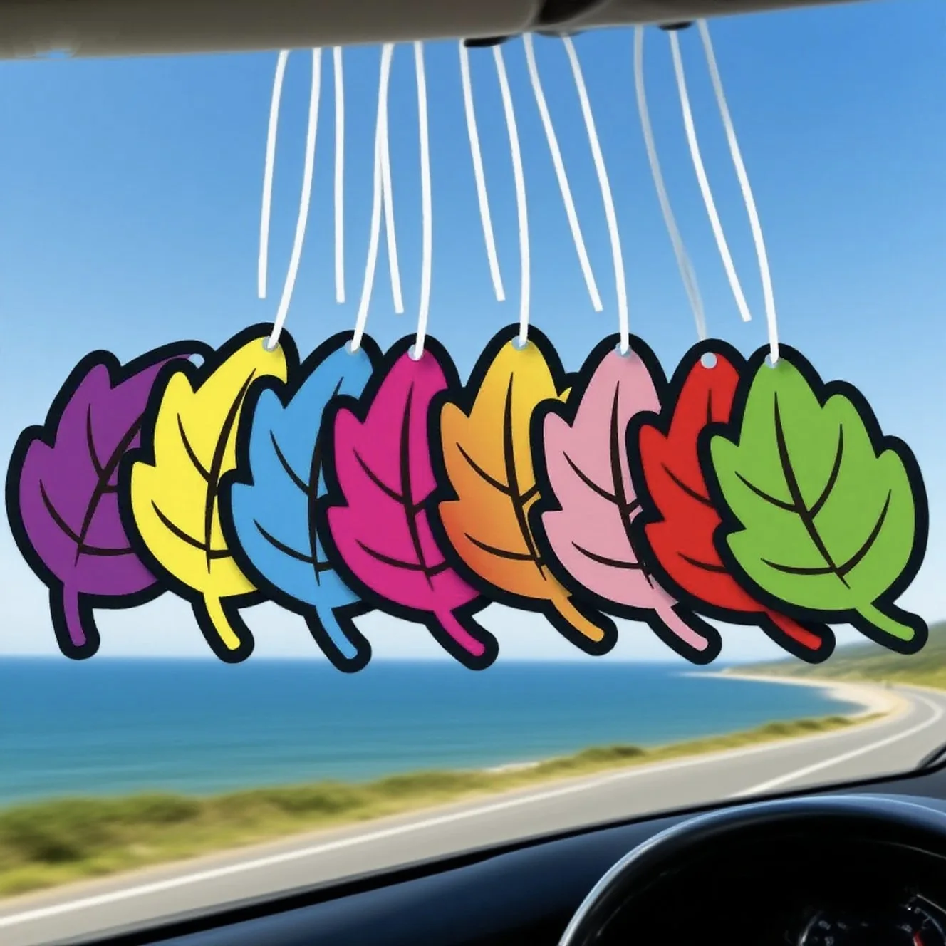 3/6Pcs Car Accessories Interior Car Air Freshener Natural Scented Tea Paper Auto Hanging Vanilla Perfume Fragrance Leaf Shape
