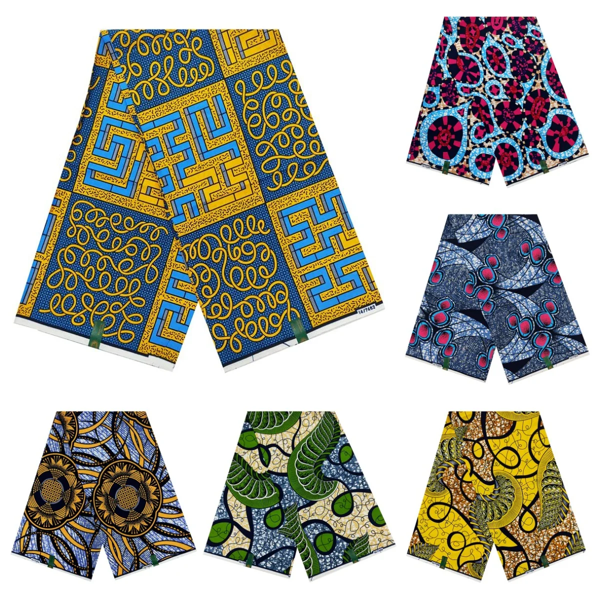 

2024 African Original Grand Wax Fabric High Quality Women Pagne Prints Batik 100%Cotton Ankara Wax Tissus For Sewing Party Dress