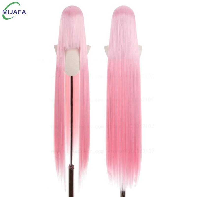700 g hochwertige 59" 150 cm lange gerade Cosplay-Perücke mit Pony, blond, braun, rot, grün, blau, hitzebeständige Haarfarben, Anime-Perücken