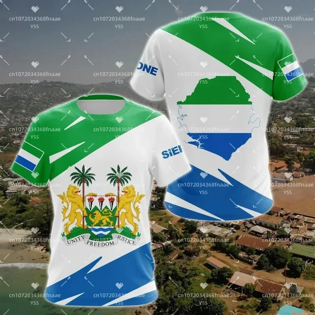 

2024 New Africa Zone Apparel Casual Loose Print Street Print Style Sierra Leone Sports Flag T-shirt Top football jersey for men